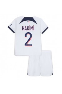 Paris Saint-Germain Achraf Hakimi #2 Jalkapallovaatteet Lasten Vieraspeliasu 2023-24 Lyhythihainen (+ Lyhyet housut)